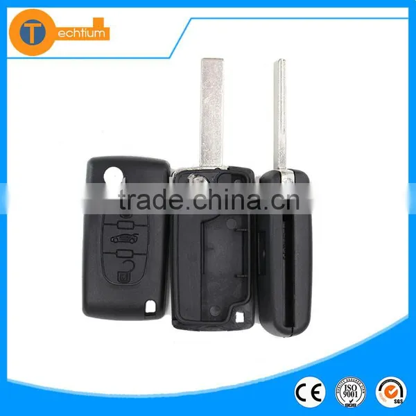 New Design 407/HU83 Blade 3 Button Flip Remote Key Shell & Blank With Trunk Button and Groove for Citroen photo-2