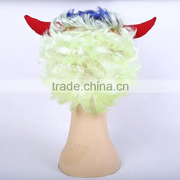 Horn Fans Fake Hair Short Hair Head Holiday Whimsy Show Props Prom Cheap Party Wigs photo-3