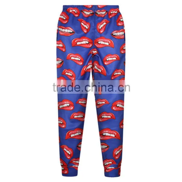 Hot Sale Plus Size Women Sweatpants 3D Print Red Lips Pants N18-13 photo-2