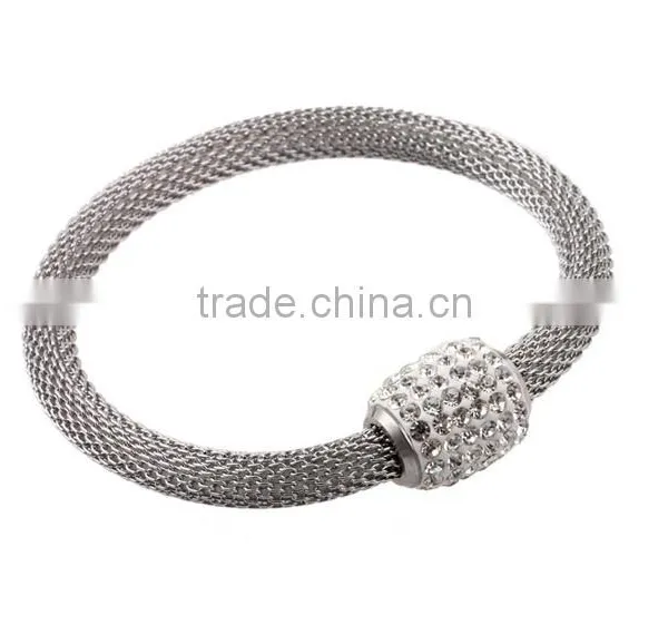 KS16773-K Top Sale Women's Stainless Steel Magnet Clasp Mesh Crystal Jewelry Sets photo-3