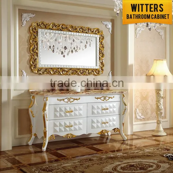 Top Sale Luxury Pearl White Classical European Bathroom Cabinet