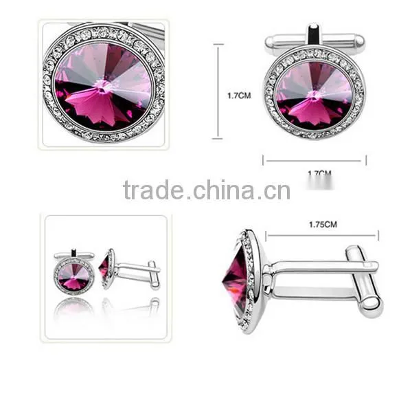 Purple Crystal Metal Cufflinks Customized Wedding Accesories Cuff Link for Man photo-4