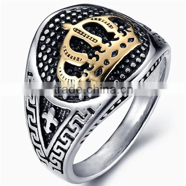 Hiphop Gothic 316L Stainless Steel Gold Crown Ring for Men photo-6
