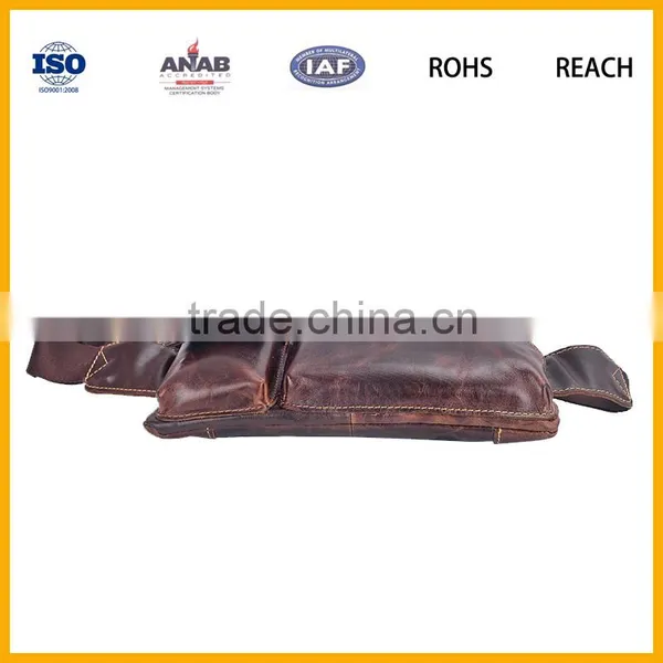 Golden Supplier Promotional Elegant PU Brown Multilayer Waist Bag for Men and Women photo-6