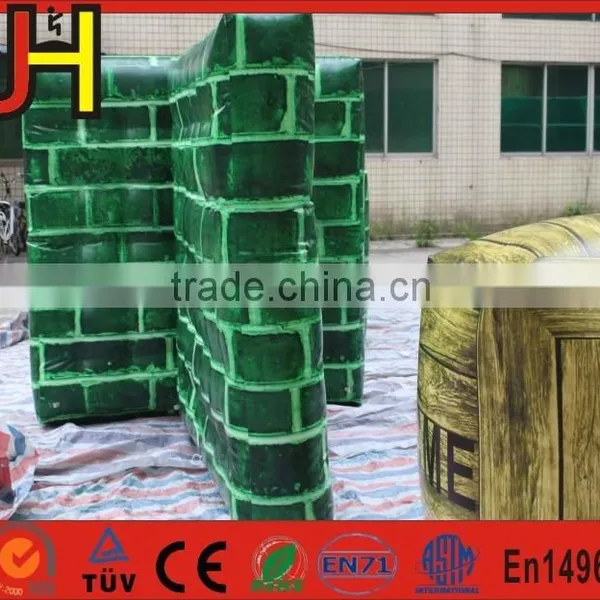Cheap Green&White T-Shape Wall Inflatable Paintball Bunkers For Sale photo-3
