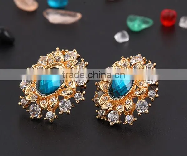 High Quality Big Green Stone Korea Wedding Necklace and Earring Sets Gold Jewellery photo-4