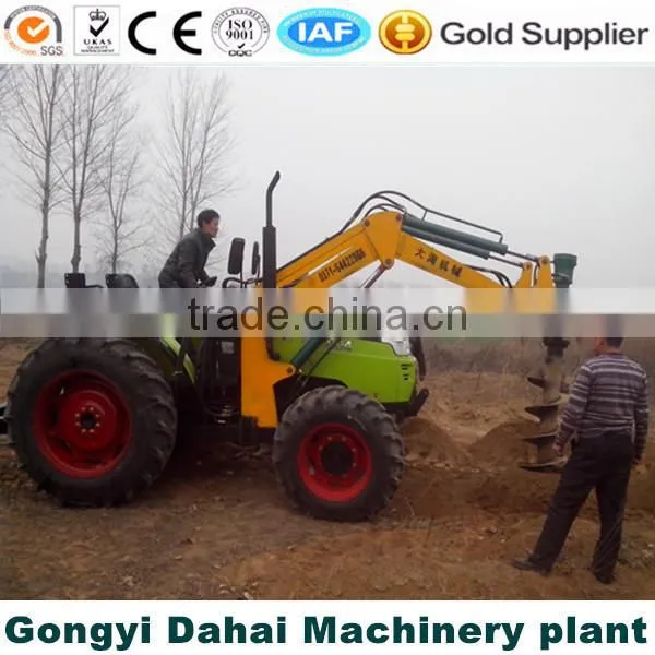 Hydraul Earth Digger Post on Tractor With Crane Mounded photo-2