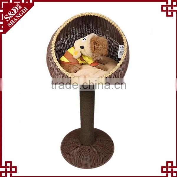 S&D pe Rattan Handmade Dog Bed Plastic Pet House With Stand