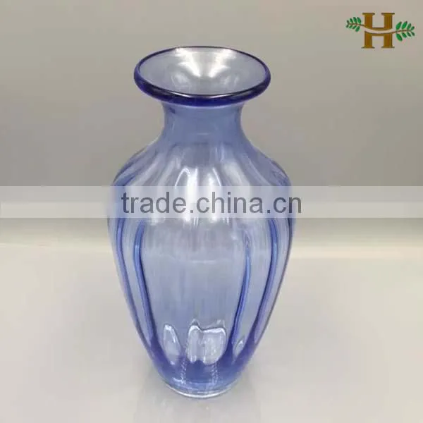 Hand Blown Colored Peacock Glass Vase photo-2