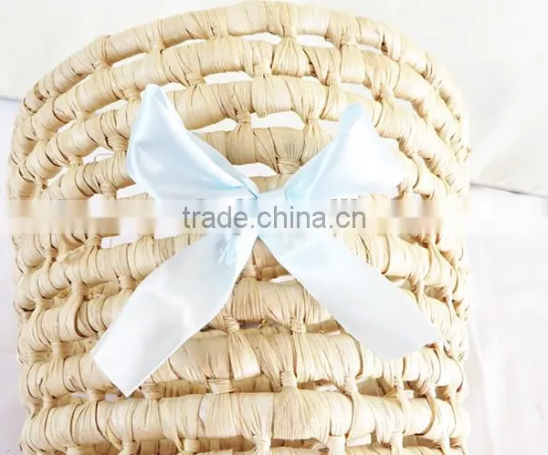 Mini Woven Cute Corn Husk Natural Gift Basket With Bowknot photo-4