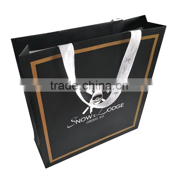 Zeal-X Custom Luxury Logo Printed Ribbon Handle Shopping Paper Gift Bag
