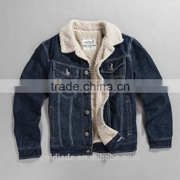 2016 Wholesale Custom Fleece Lined Denim Jacket Men Winter Jackets photo-5