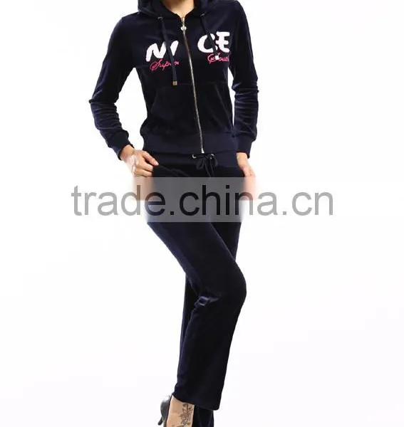 2016 New Latest Design Sports China Cheap Fashion Velour Tracksuits for Lady photo-5