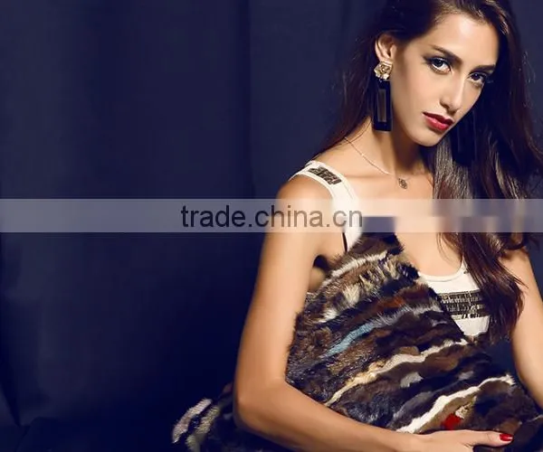 CX-D-15E Europe Fashion Patchwork Mink Fur Pillow Cushion photo-4