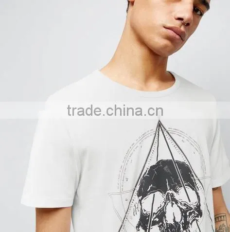 Hot Selling Fancy Printed White T-shirt Mens Designer Tees Summer Casual Longline t Shirt photo-5