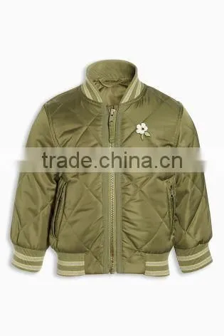 Fashion Zipper Plain Bomber Jacket ,latest Design Kids Padded Bomber Jacket, Quilted Bomber Jacket for Girls photo-3