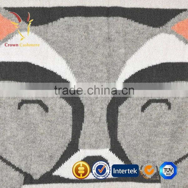 Wholesale Cashmere Wool Baby Blanket With Fox Pattern photo-3
