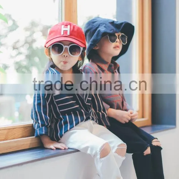 1-7 Years 2017 Wholesale Autumn Cotton Full Sleeve Stripe Pocket Kids Boys Shirts (pick Size Color) photo-2