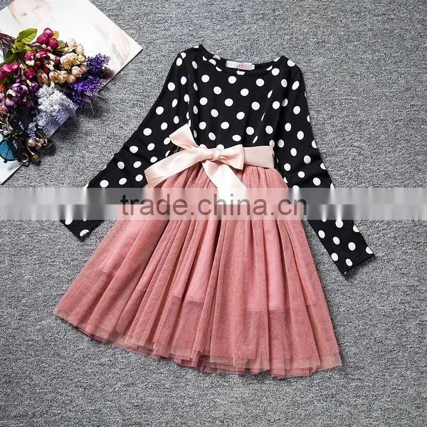 Girls Bow Tie Dress Long Sleeve Winter Dress photo-2