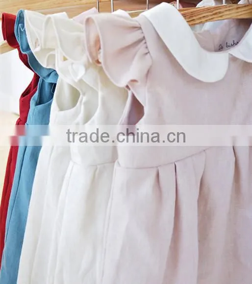 Plain Flutter Ruffled Sleeves Girls Red Dress First Christmas Baby Girls Dresses photo-4