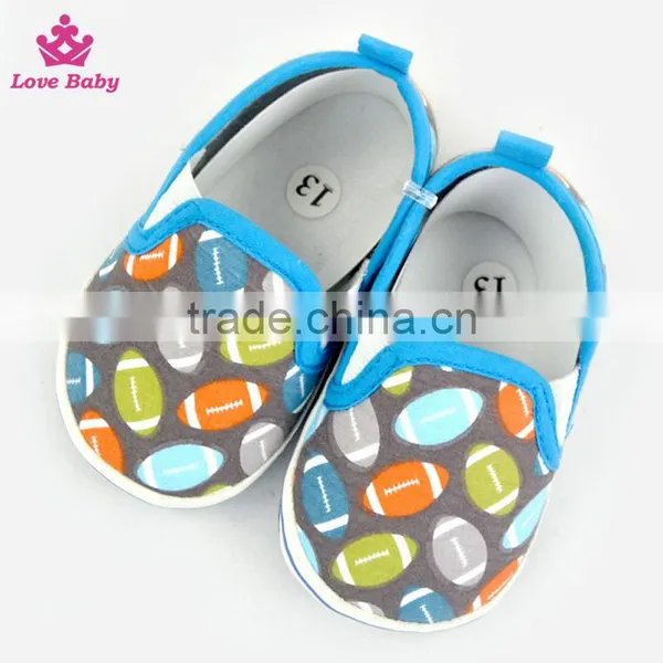 Stylish Rugby Pattern Newborn Blue Color Crib Shoes Baby Shoes Matching Pacifier Clip photo-2