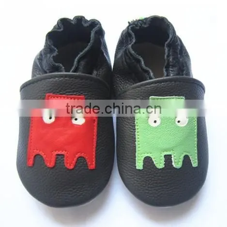 Navy Blue Soft Sheepskin Leather Baby Shoes photo-4