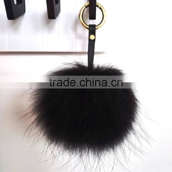 Myfur 15 CM Beige Puff Ball Keychain Fur Pompom Keychain Bag Charms photo-3