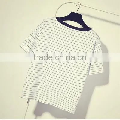 OEM Adult One Sample Made in China 100% Cotton Stripe T Shirts photo-5