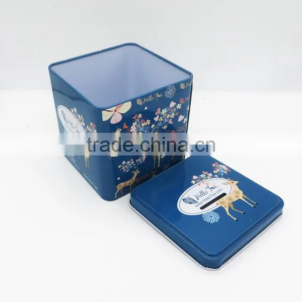 Blue Square Gift Tin Box/ Metal Money Tin Box photo-3