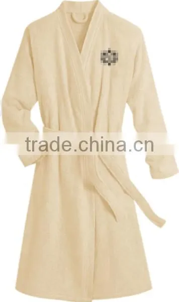 Textile China Factory Microfiber Plain Dyed Kimono Collar Bathrobe photo-5