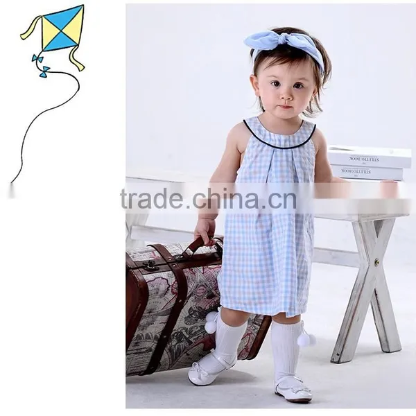Latest New Model Kid Dress High Fashion Round Neck Girl Plaid Dress photo-5