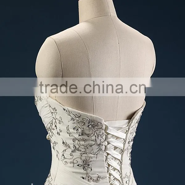 Elegant Embroidered A-Line Strapless Neckline and Sleeveless Lace Wedding Dress AS436 photo-2