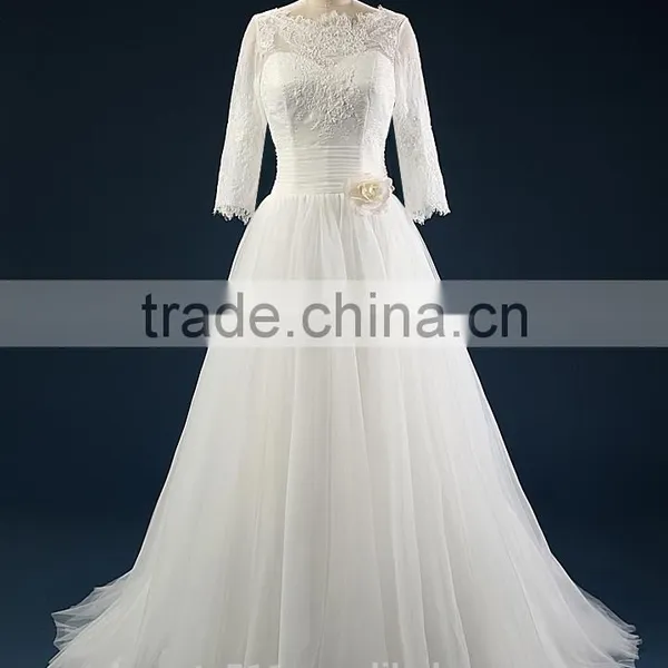 Wedding Sexy Sweetheart Lace Mermaid Wedding Bridal Dress for Bride Strapless Three-Quarter Sleeve Bridal Gowns AS43201 photo-2