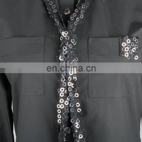 Spread Collar Fashion Style Women Long Shirts With Sequins Tie Non Iron photo-4