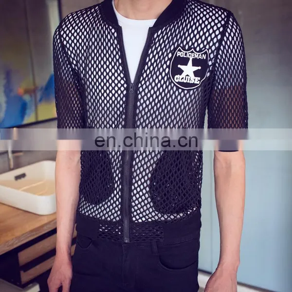 2017 Hotsale Men's Summer Breathable Net Cloth Sunscreen Thin Mesh Small t Shirt Jaket With Big Star Logo Back photo-3