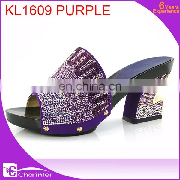 Royal Blue Italian Ladies Shoes African Slipper Ladies Paty Shoes High Heel Slipper photo-5