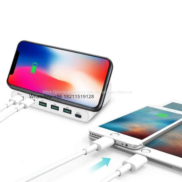 Portable 60w Wireless QC3.0 Type C Multi Usb Cell Phone Charger For Travel photo-4