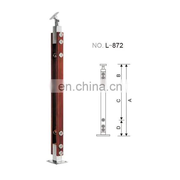 China Inox 304 316 Stainless Steel PVC Wood Staircase Handrail Balustrade,stairs Railing Posts photo-7