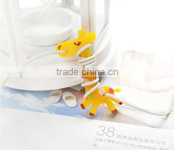 2016 Hot Selling Mini Giraffe Shape Silicone Rubber Headphone Cable Tidy Winder photo-5