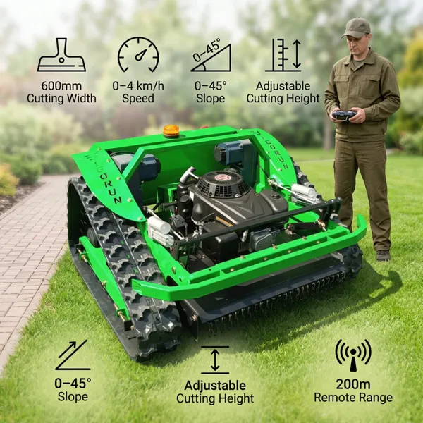 VTLM600 Vigorun Ручной дистанционный пульт управления для косы с гусеничным ходом длиной 600 мм и безщеточным двигателем, наклон на 45 градусов