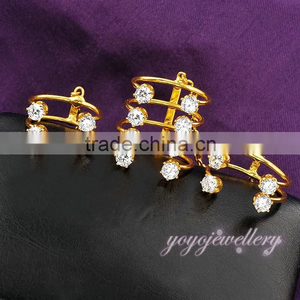 Newest Model 3 Sets Gold Plated Crystal Chain Finger Ring photo-3