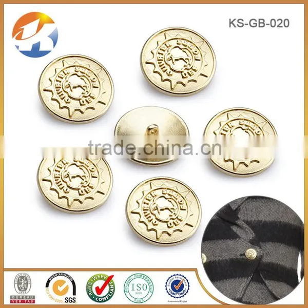 Gold Embossed Logo Custom Metal Sewing Button photo-5