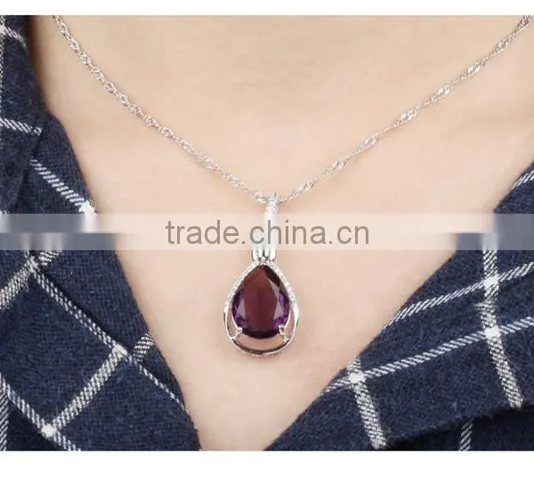 Platinum Plated Copper Zircon Black Stone Pendant photo-6