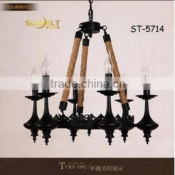 ST-5714 Sunbelt Six Hemp Rope Chandelier ,Europe Castle Chandelier,Candlestick Chandelier