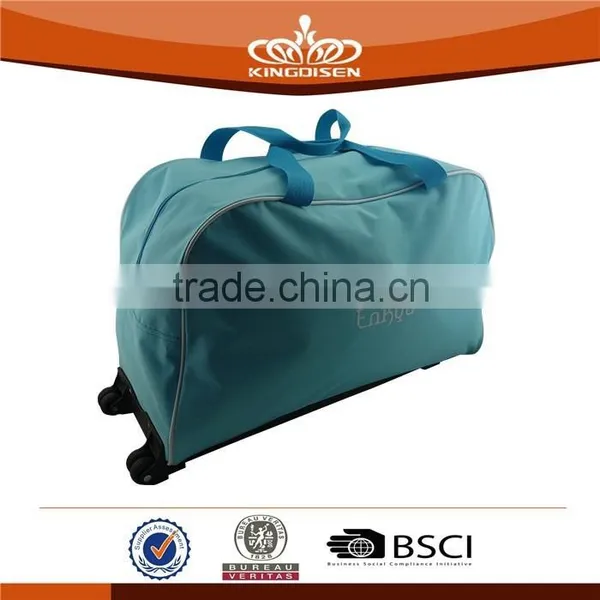 China Wholesale Light Blue 600D Trolley Luggage Bag photo-2