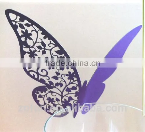 Butterfly! Laser Cut Seating Card on Wine Glass
