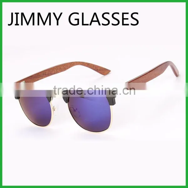 JMP620 Vintage Club Fake Bamboo Wooden Temples Sunglasses