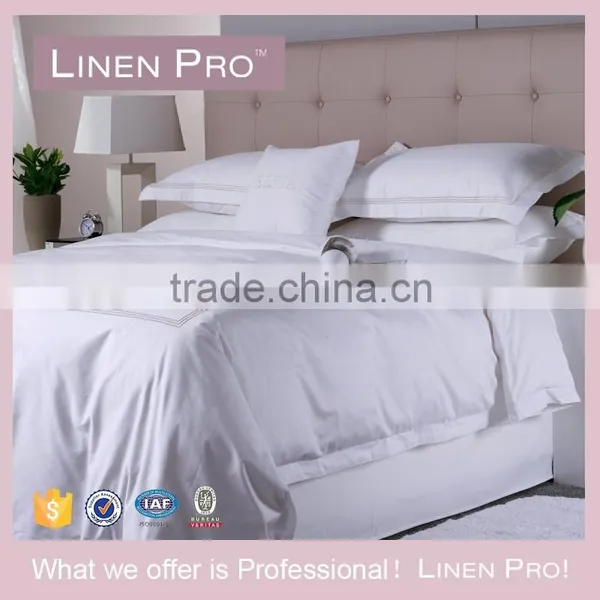 Linen Pro Full Size Plain Embroider Pure Cotton Hotel Linen Bedding Set photo-6