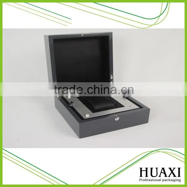 Luxury Grey High Glossy Lacquer Wooden Wrist Watch Box With Pillow photo-5