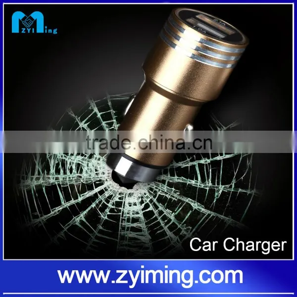 Zyiming Newest Design Stainless Steel Usb Car Charger 2 Port 5V 3.1A Dual Usb Car Charger for Mobile Phone photo-3